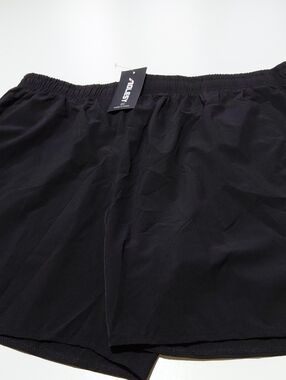 AOLESY Men's Black Athletic Shorts with  Side Zipper Pocket Size XXL